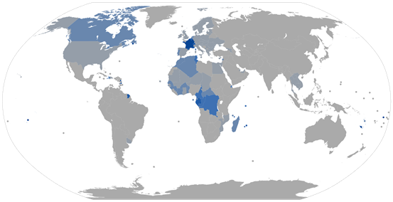 Proportion_of_French_speakers_by_country_in_2014_(0-100%25_gradation).svg